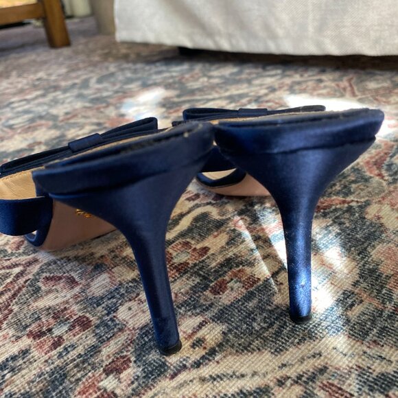 Prada Blue Satin Fuoco Bow Thong Sandals Size 39 - Picture 5 of 8